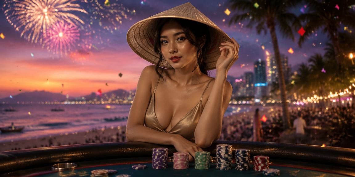 Cảnh quan casino trực tuyến hiện đại tại Việt Nam với ánh đèn lung linh và màn hình kỹ thuật số